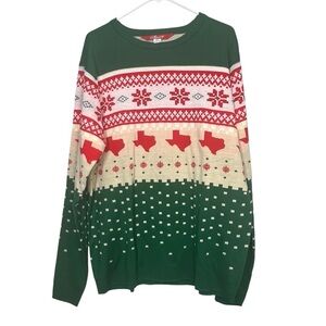 Shinesty Ugly Christmas Sweater TEXAS Unisex Adult Size XL Green Holiday Party